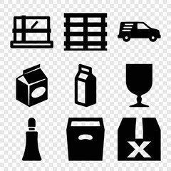 Set of 9 packaging filled icons