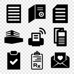 Set of 9 document filled icons