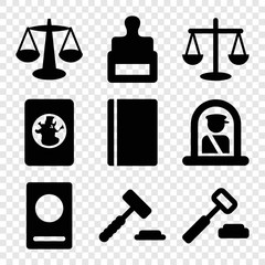 Set of 9 legal filled icons