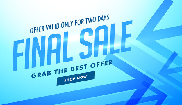 sale advertising banner with blue arrows for advertising