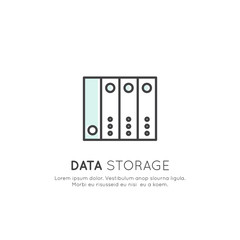 Vector Icon Style Illustration Concept of Data Hosting, Content Sync, Cloud Storage, Server, Hard Drive, Connection Process, Mobile and Desktop Application Development