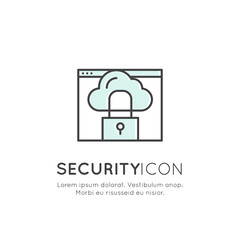 Vector Icon Style Illustration of Internet Security, Data Protection, Secure Data Exchange, Cloud Safety, Cryptography