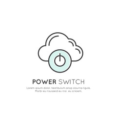 Vector Icon Style Illustration Concept of Power Switch, Turn Down, Quit, Off, Update, New Operation System, Sync, Mobile and Desktop Application Development