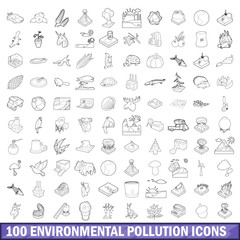 100 environmental pollution icons set