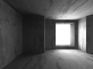 Dark concrete empty room. Modern architecture design