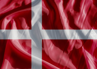Obraz premium Denmark Flag on a cloth in close-up