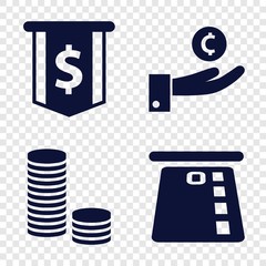 Set of 4 currency filled icons