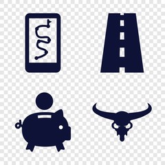 Set of 4 path filled icons