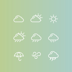 Obraz premium Vector Icon Style Illustration of Weather Forecast Mobile and Web Application Button Symbol, Isolated Minimalistic Object, Gradient Neon Background