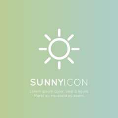 Vector Icon Style Illustration of Weather Forecast Mobile and Web Application Button Symbol, Isolated Minimalistic Object, Sunny, Sun, Gradient Neon Background