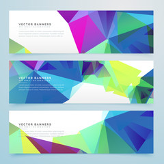 abstract polygonal banners set with geometric shapes