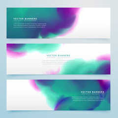 watercolor banner set of three