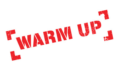 Warm Up rubber stamp. Grunge design with dust scratches. Effects can be easily removed for a clean, crisp look. Color is easily changed.