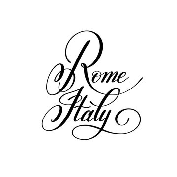 hand lettering the name of the European capital - Rome Italy