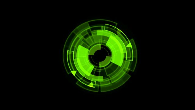 HUD Interface Data Loader Green Glow Circular Round Graphic Element