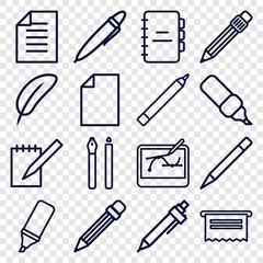 Set of 16 pen outline icons