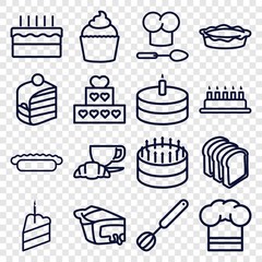Set of 16 bakery outline icons