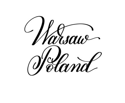 hand lettering the name of the European capital - Warsaw Poland