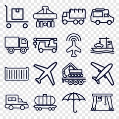 Set of 16 cargo outline icons