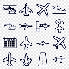 Set of 16 airline outline icons
