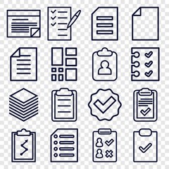 Set of 16 list outline icons