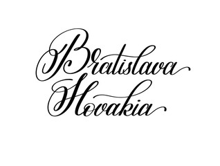hand lettering the name of the European capital - Bratislava Slo