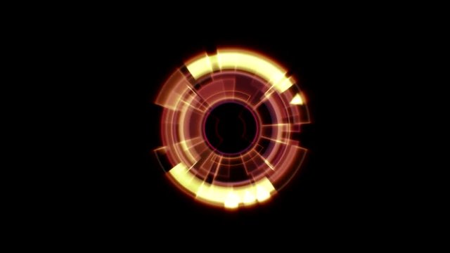 HUD Interface Data Loader Orange Red Glow Circular Round. With Alpha Channel.