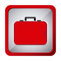 colorful frame square button red firts aid kit and handle vector illustration