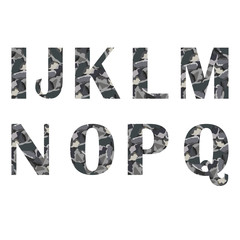 Alphabet letters I to Q  in stone, vector