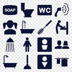 Set of 16 toilet filled icons