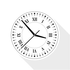 Wall clock with roman numerals icon, flat style