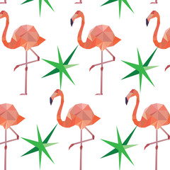 Obraz premium Seamless pattern background with pink flamingo.