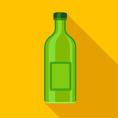 Green empty bottle icon, flat style