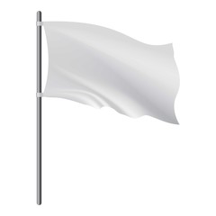 Empty white flag developing in the wind mockup