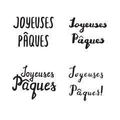 French Easter hand drawn calligraphy, handwriting lettering, design holiday symbol.