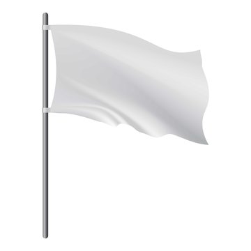 Empty White Flag Developing In The Wind Mockup