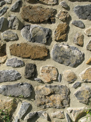 Mur en pierres d'une maison de village