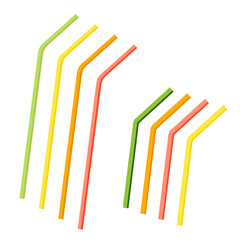 Straws set for drinks, cocktail straws. Colored straws. Flat design. Abstract concept. Vector illustration.