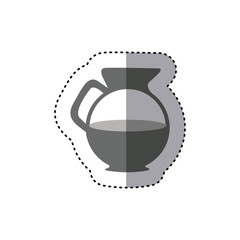 sticker monochrome silhouette glass jar of coffee with handle vector illustration