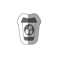 sticker monochrome silhouette glass disposable for hot drinks with lid vector illustration