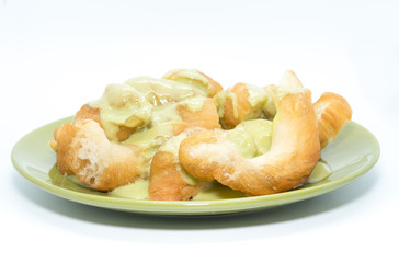 deep-fried dough stick with steamed custard, deep-fried dough stick with egg custard