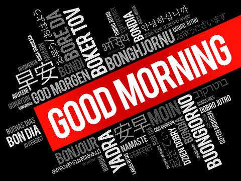 Good Morning In Many Languages, Multilingual Word Cloud Collage For Education, Concept Background