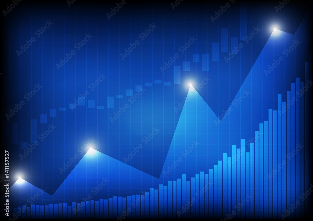 Wall mural Vector : Increasing business graph on blue background