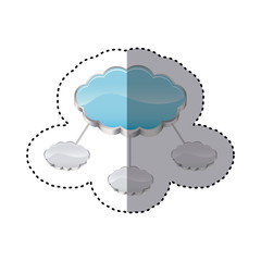 sticker cloud storage connected with several server vector illustration