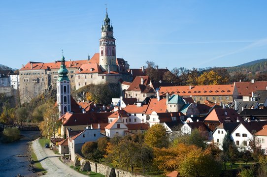 Castle and historic town Cesky Krumlov in the southern Bohemia, Czech republic