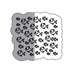 sticker silhouette pattern fish aquatic animal vector illustration