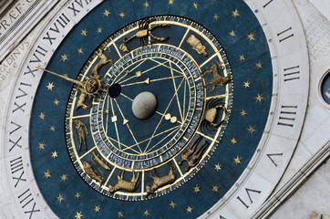 the astronomy clock, details of the astronomic clock in padua. star. zodiac. time.