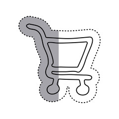 sticker contour supermarket shopping cart icon vector illustration