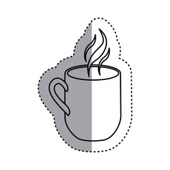 sticker shading silhouette mug coffee with smoke vector illustration