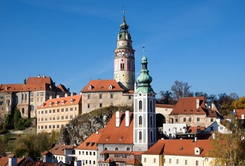 Fototapeta premium Castle and historic town Cesky Krumlov in the southern Bohemia, Czech republic